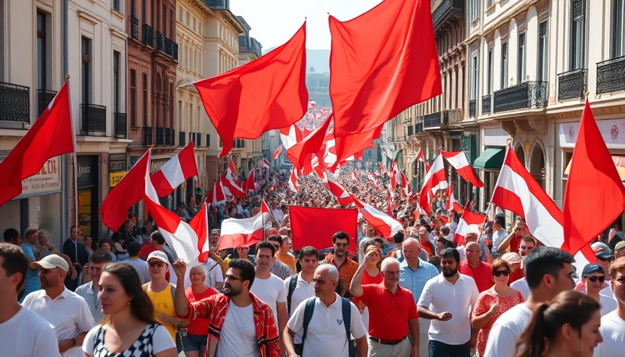 People celebrating Poland National Day with flags