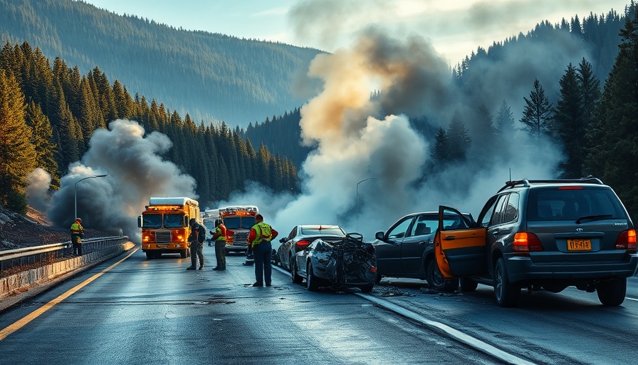 Yellowstone crash deaths scene with emergency responders and wreckage on highway.
