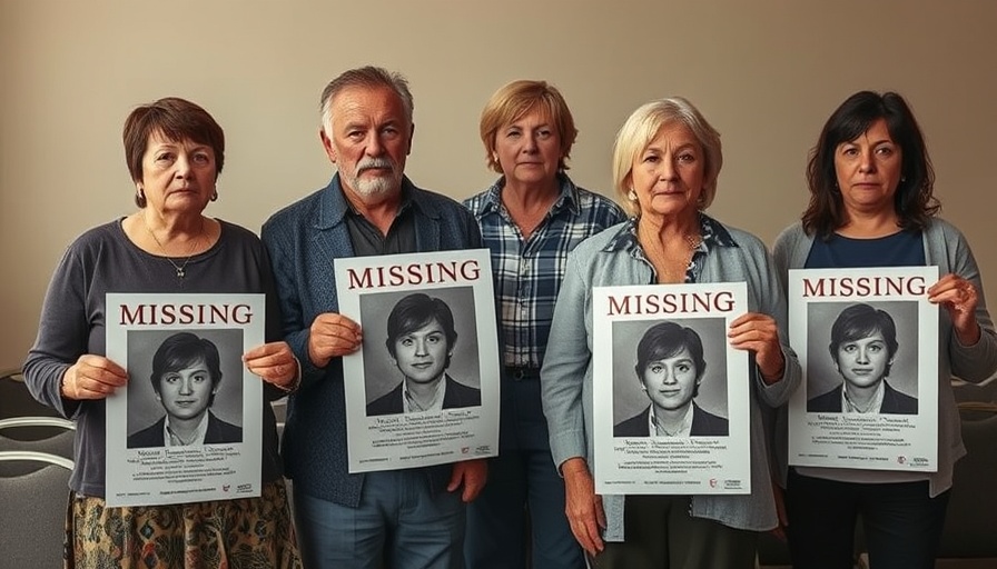 Concerned family with missing posters on Missing in Southeast Texas Day.