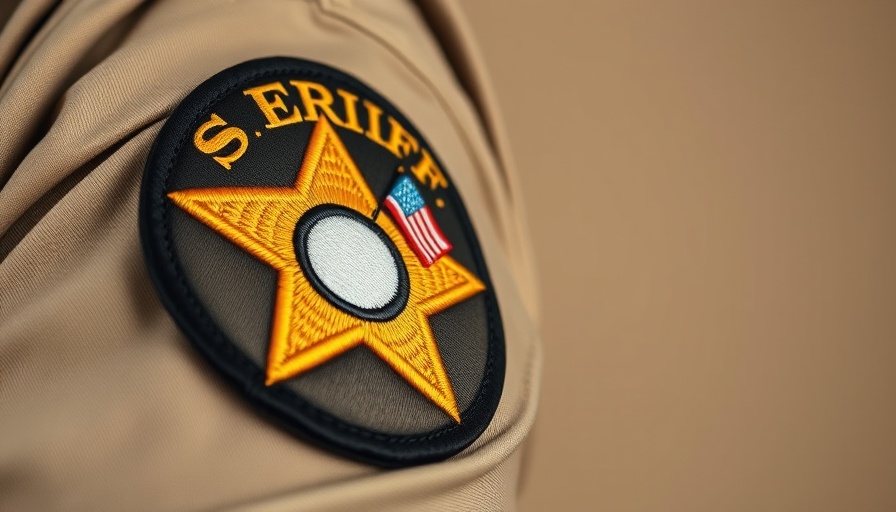 Close-up of a sheriff's patch, symbolizes gun laws in America.