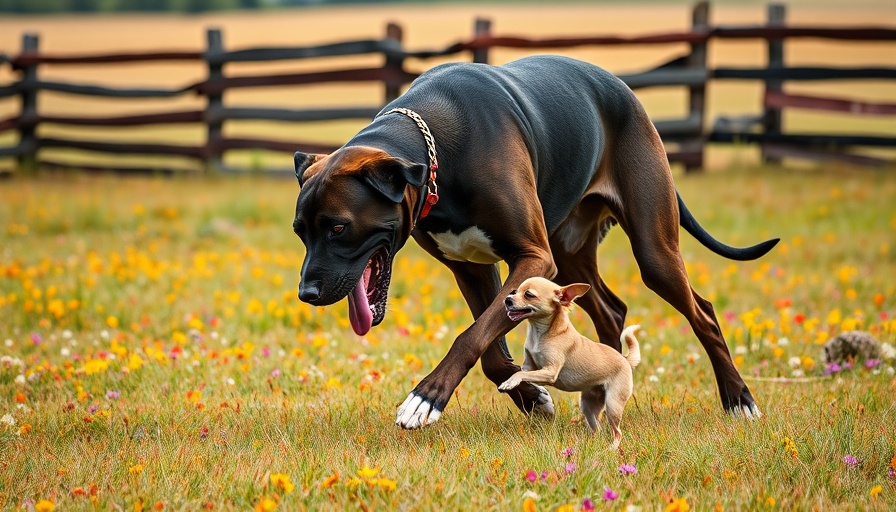 Tallest and shortest dogs playdate in a field.