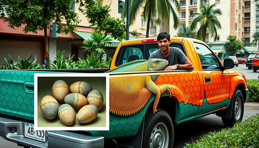 Team addressing Florida iguana infestation with display of iguana eggs.