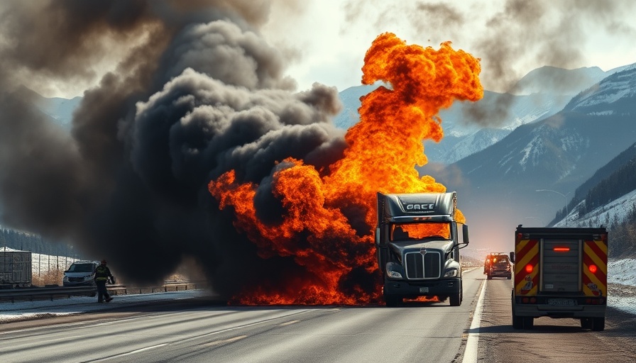 Highway crash with truck fire in Yellowstone National Park.