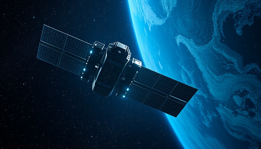 Satellite tracking space junk in orbit with glowing sensors.