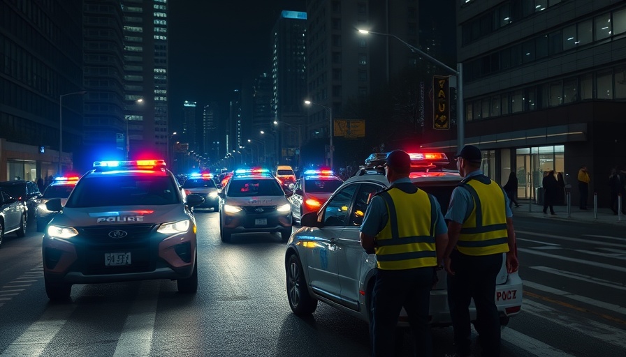 San Antonio nighttime police scene for pedestrian safety awareness.