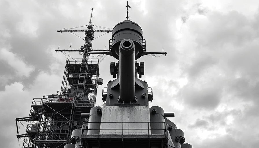 Battleship Texas under restoration with scaffolding and turret.