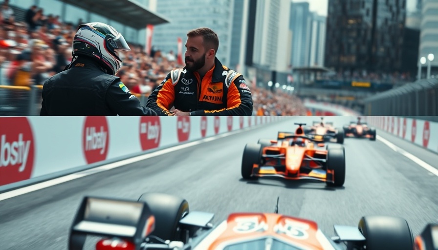 Formula 1 racing split screen with Verstappen mention.