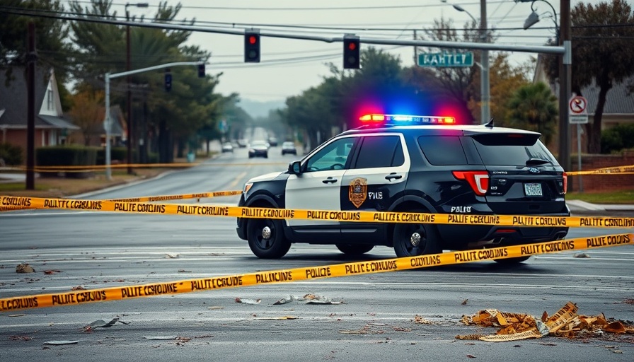 San Antonio police SUV at a crime scene with caution tape.