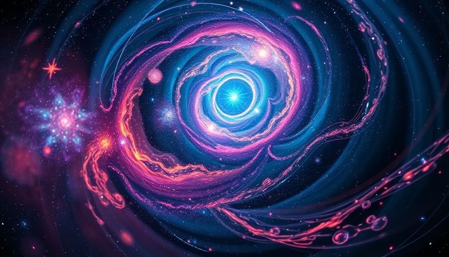 Abstract depiction of quantum theory of gravity in space-time.