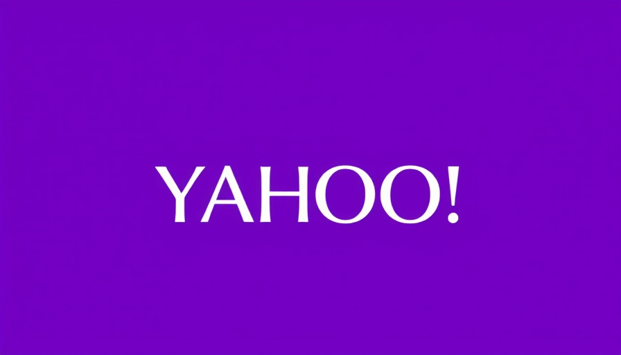 Yahoo logo on a purple gradient background.