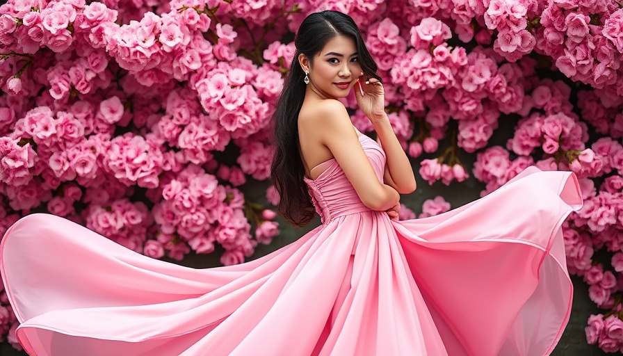 Met Gala 2025: Elegant woman in pink gown at floral event.