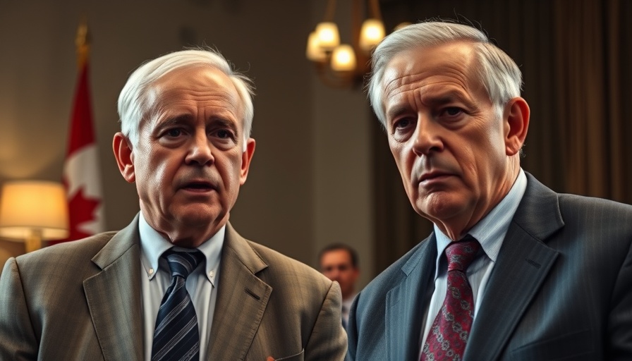 National news headlines feature two men speaking seriously.