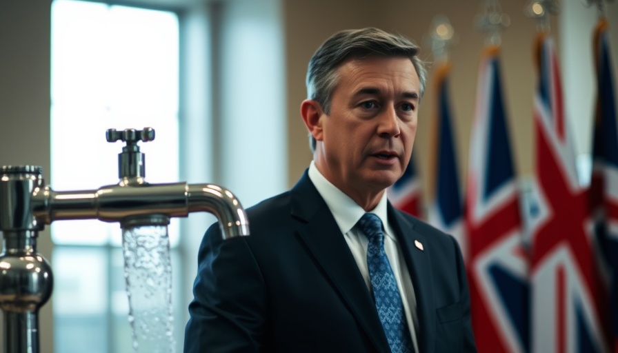Political figure discusses policy near a running faucet, Florida fluoride ban