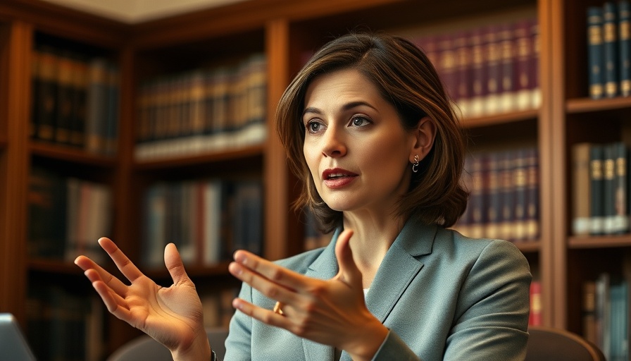 Focused woman discussing national security news in formal setting.