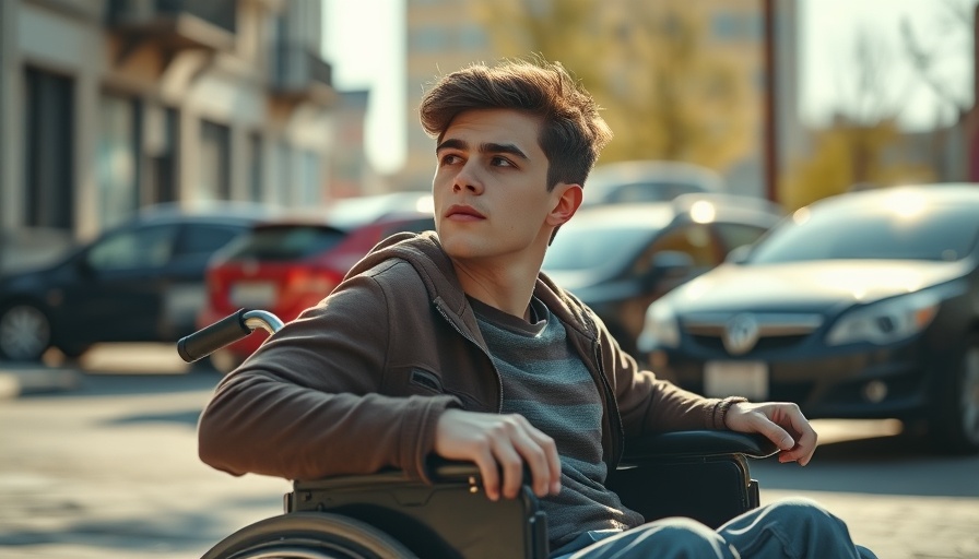 Determined young man in a wheelchair highlighting San Antonio housing crisis.