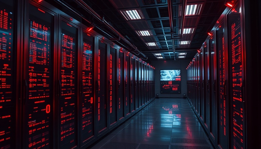 Server room with red digital code, illustrating San Antonio Real ID scams.