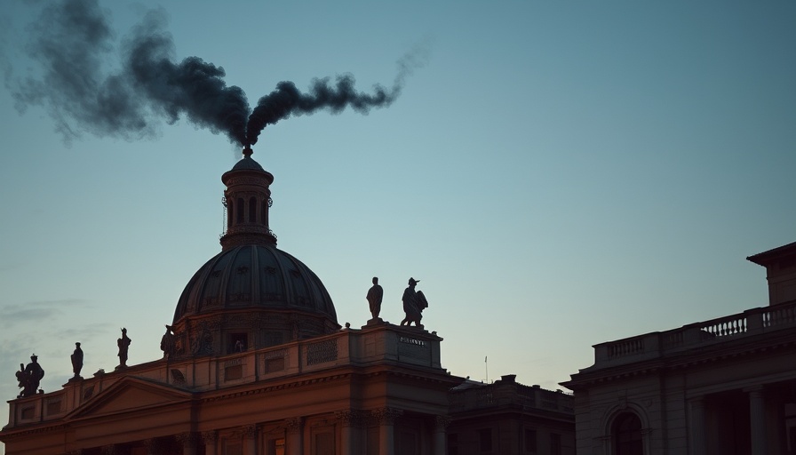 Vatican chimney with black smoke during 2025 papal conclave.