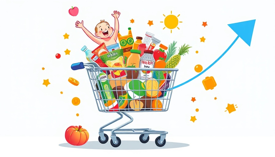Illustrated cover with convenience food products in a shopping cart.