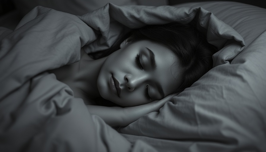 Person experiencing sleep apnea during REM sleep, black and white.