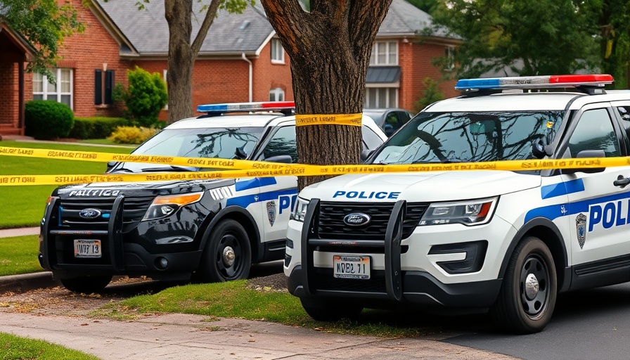 Police vehicles at Sugar Land scene with caution tape.