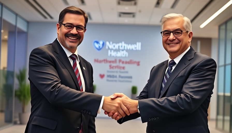 Northwell Nuvance Merger handshake agreement in office setting.