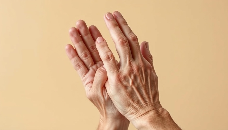 Elderly hands with age spots clapping, highlighting health and wellness.