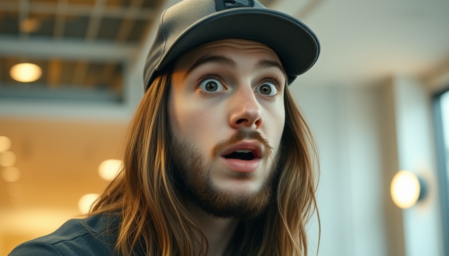 Surprised young man indoors with 'Kai left speechless' caption.