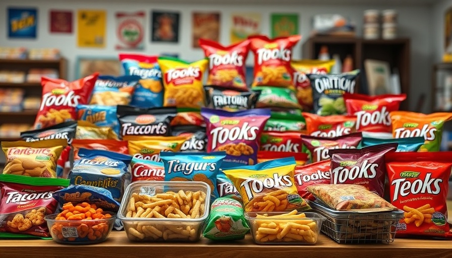 Colorful ultra-processed foods displayed highlighting health risks.