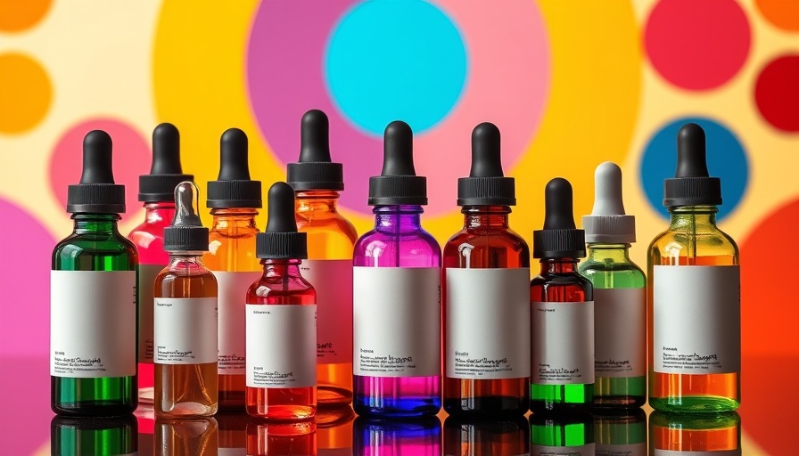 Vibrant bottles showcasing the best serums for mature skin in a stylish layout.