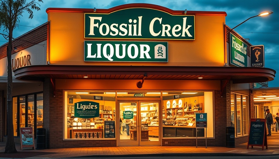 Fossil Creek Liquor Argyle storefront with bright signage and entrance.