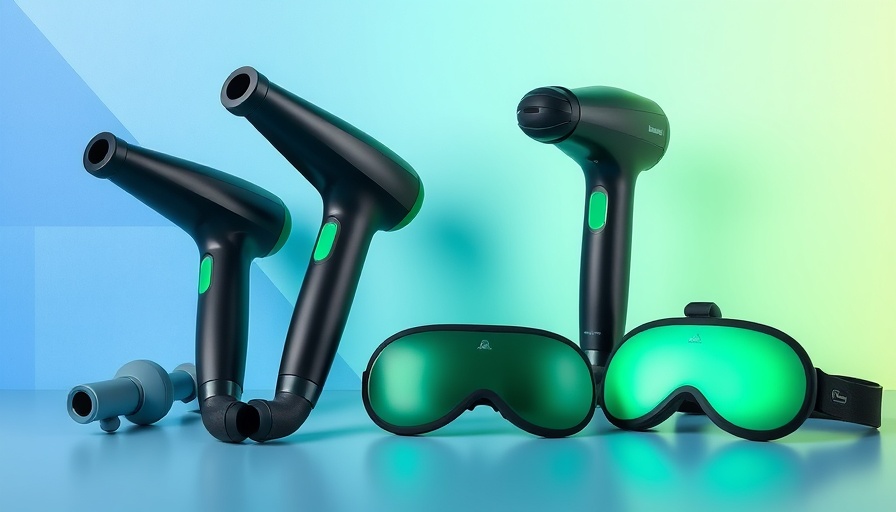 Best Theraguns 2025: sleek massage devices on geometric background.