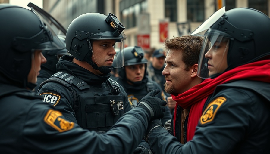 Tense protest scene with law enforcement and demonstrator interaction in New Jersey.