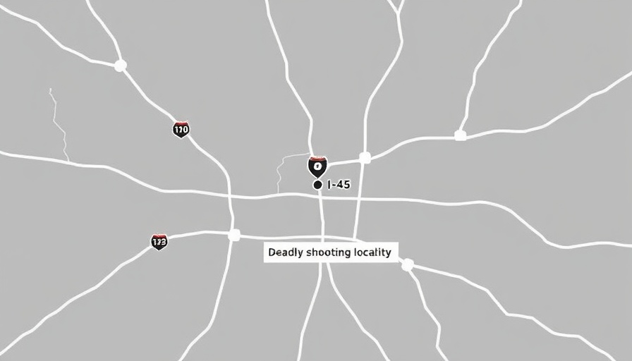 Map showing deadly shooting location near I-45.