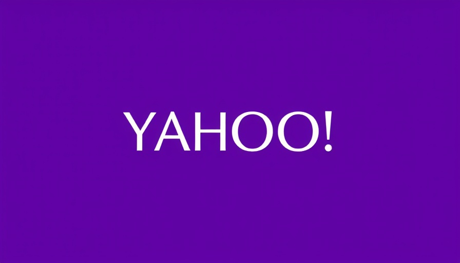 Yahoo logo on a gradient purple background.
