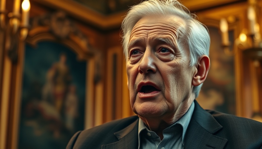 Distinguished man speaking passionately in ornate setting
