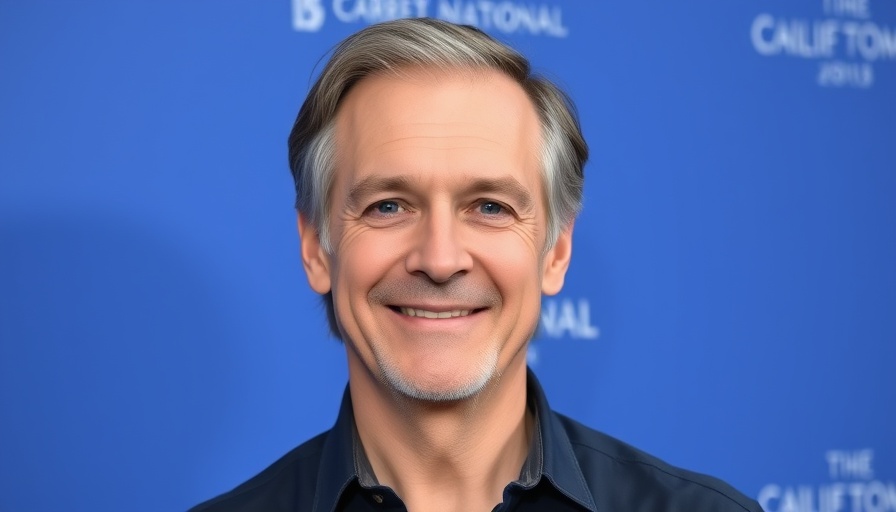 Older man smiling at a formal event, wearing a navy shirt, smiling.
