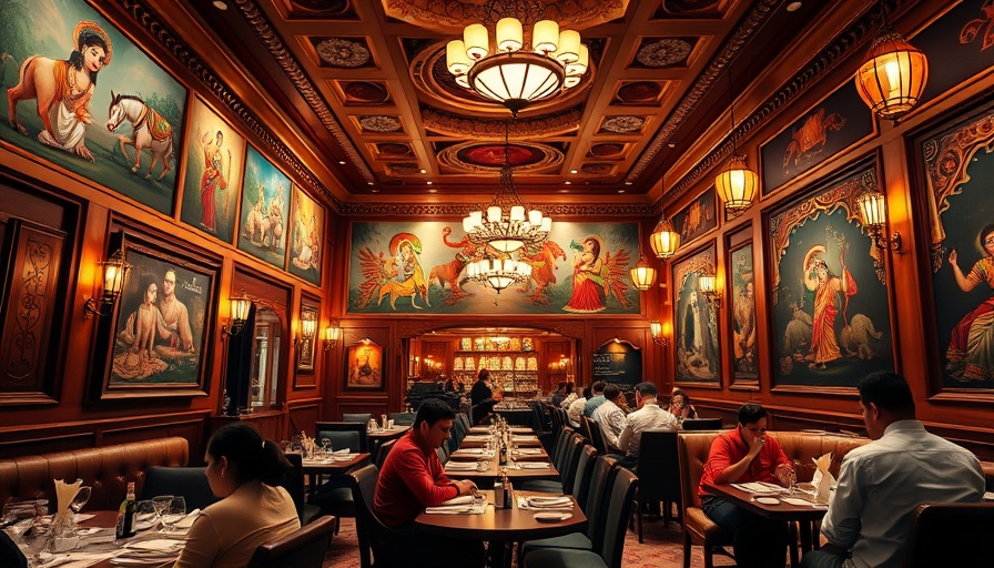 Delhi6 Indian Kitchen interior, vibrant decor, Highland Village.