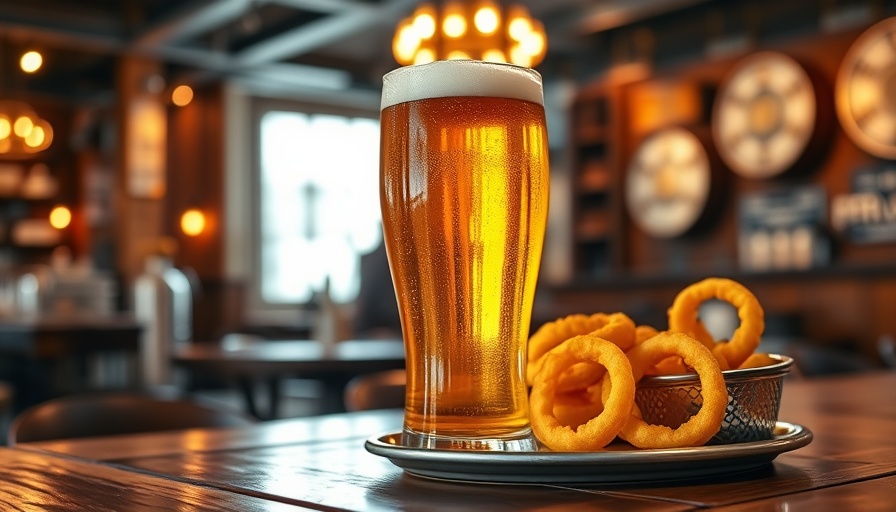 San Antonio breweries: beer and onion rings on a wooden table.