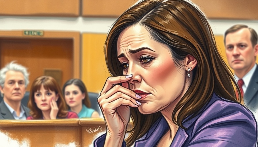 Emotional courtroom sketch depicting testimony at Diddy trial.