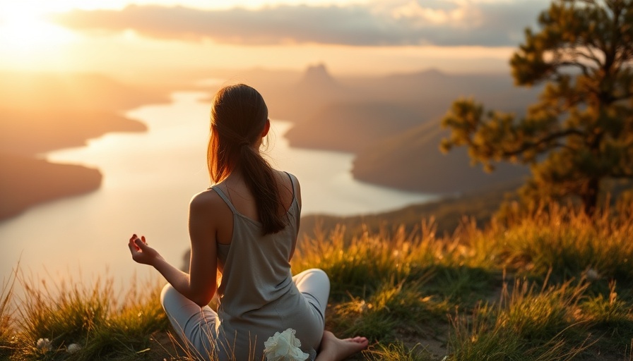 Serene woman meditating outside at sunset illustrating benefits of meditation and mindfulness for mental health.