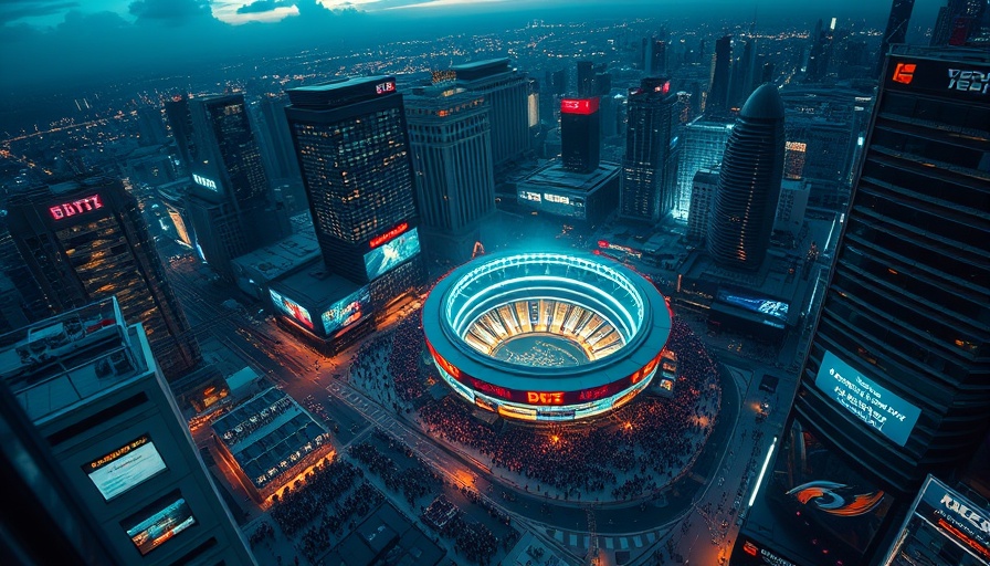 Aerial view of modern arena amidst cityscape for San Antonio Spurs funding.