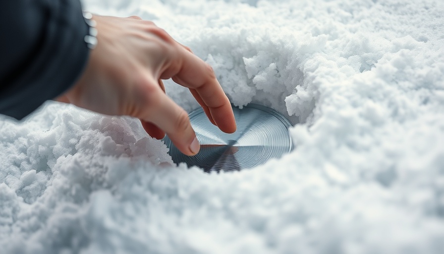 Hand reaching towards disc in snow, enhancing sports sound experience.