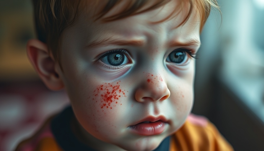 Close-up of child with measles rash in the U.S.