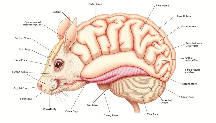 Scientific illustration of mouse brain for brain targeted treatment for type 2 diabetes.