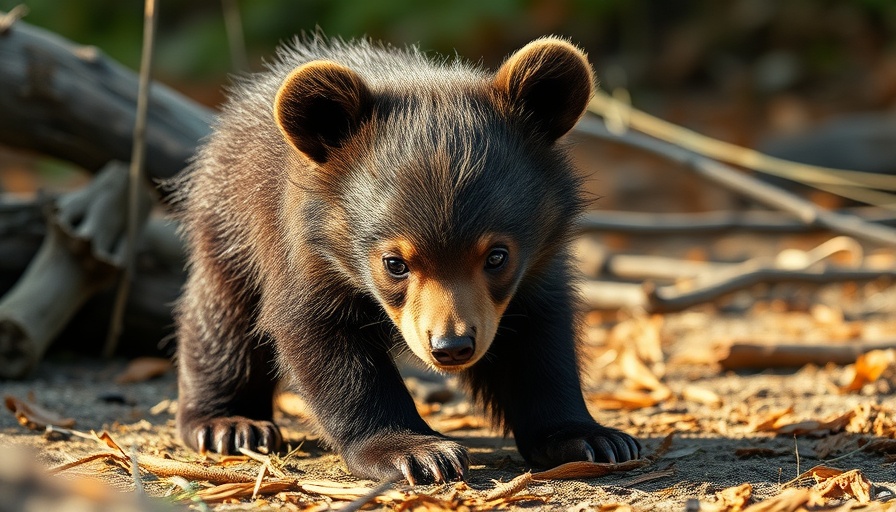 Young bear cub in forest setting, youngest bear cub rescue.