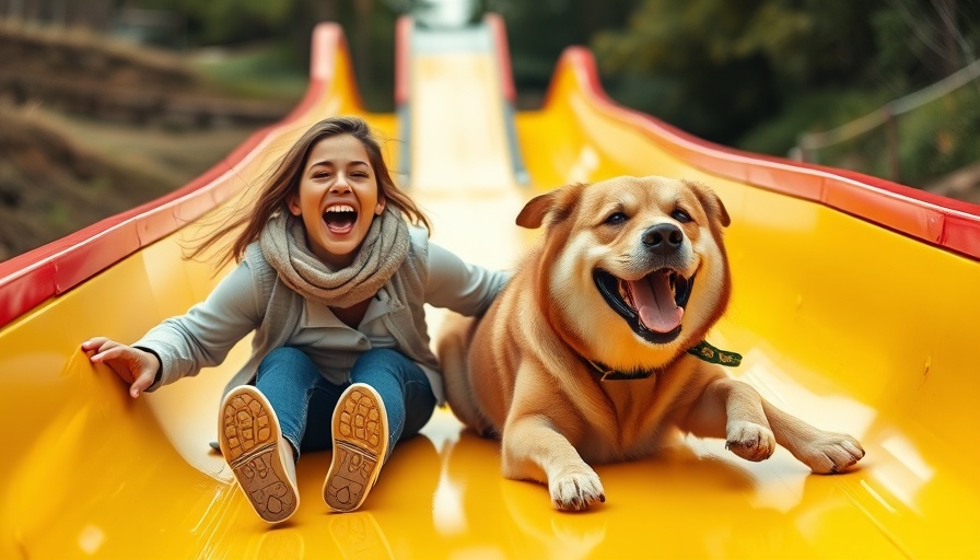 Joyful woman and dog sliding, embodying 'zoomies in sports'.