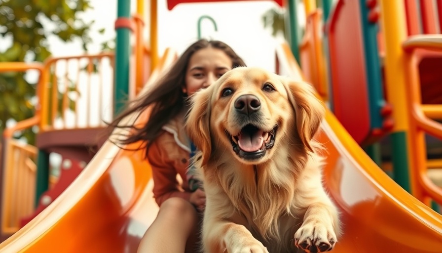 Joyful pet videos featuring a golden retriever on a slide.