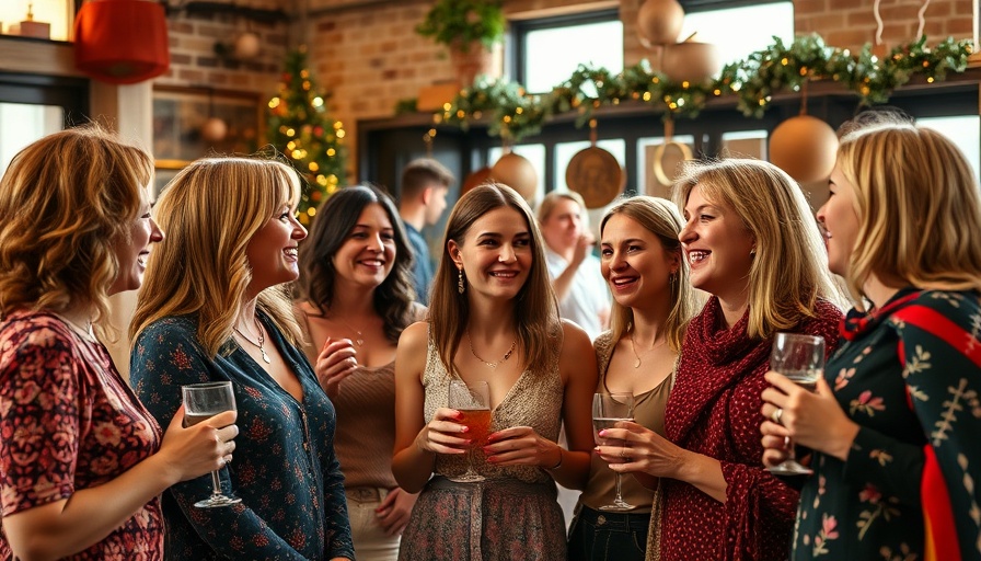 Engaged women at a social gathering discussing friend group dynamics indoors.