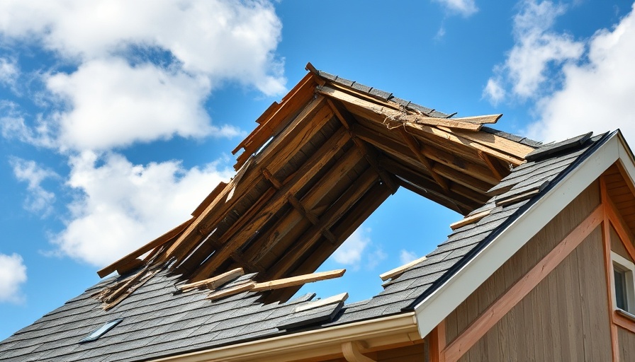 Damaged house roof highlighting rising home insurance costs.