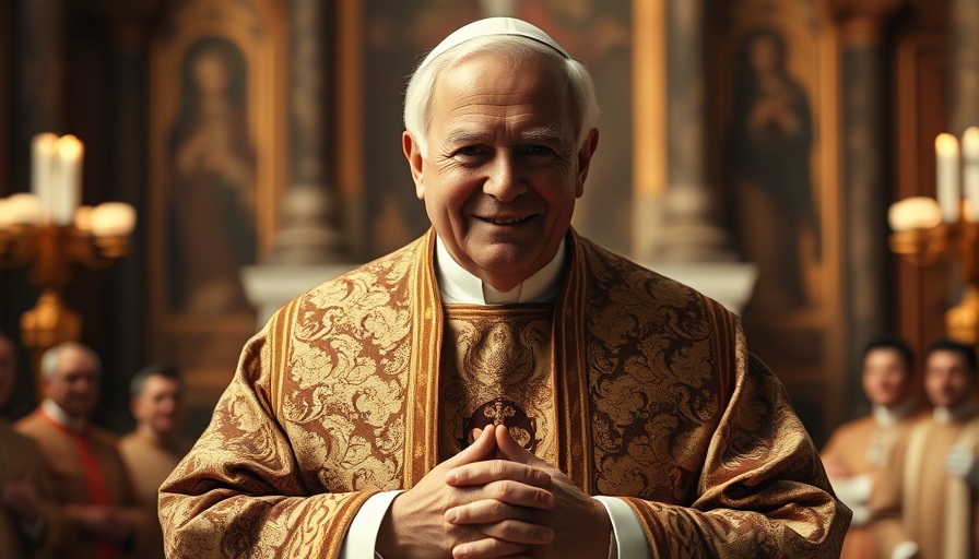 White Sox Stadium graphic of smiling Pope Leo XIV in papal regalia.